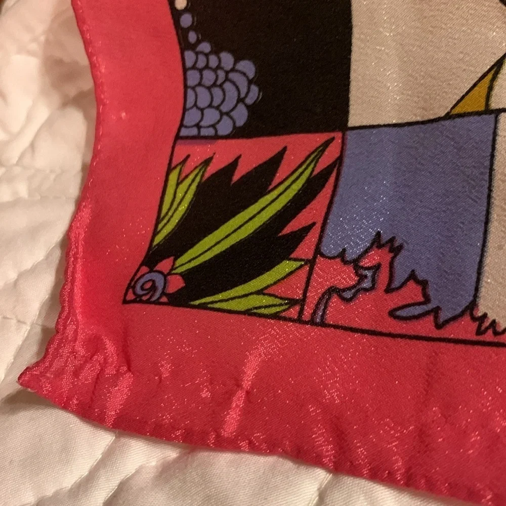 Vintage Paoli silk scarf with floral and abstract print